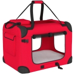 PawHut Transportín para Perros Plegable 60x41,5x41 cm con Ventanas de Malla Cojín Suave y 2 Asas para Mini Perros y Gatos Rojo