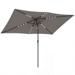 Outsunny 3 x 2 m Garden Parasol Umbrella with LED Solar Light, Parasol Cover, Outdoor Market Patio Umbrella, Dark Grey