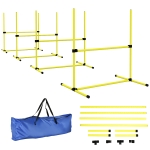 PawHut Set 4 Ostacoli Agility Dog per Addestramento Cani ad Altezza Regolabile con Borsa da Trasporto, Giallo