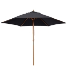 Outsunny Parasol de jardin extérieur parasol droit double toit Hexagonal Grande Taille de Jardin Ø 2,5 x 2,3H m Bois de Bambou Noir