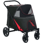 PawHut Passeggino per Cani Pieghevole con Ingressi a Cerniera e Finestre a Rete, 112x65x100 cm, Rosso e Nero