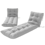 Outsunny Jeu de 2 coussins pour transats 180x55 cm Coussins pour chaises de jardin épais UPF30+ avec 4 sangles Gris Clair