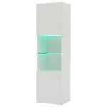 Vetrina per collezione con illuminazione LED e ripiano in vetro, 45x35x160 cm, Bianco