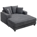 HOMCOM Szezlong 2-osobowy, sofa z funkcją spania 134 x 151 cm z uchwytami na napoje, do salonu, szara