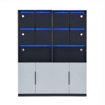 Vetrina per collezione moderna con illuminazione LED, 160x30x200 cm, Bianco