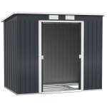 Outsunny Abri de jardin 2,77 m² 213 x 130 x 172 cm kit de fondation porte coulissante ventilations acier galvanisé gris foncé