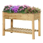 Outsunny Jardinière surélevée avec Étagère de Rangement en Bois, Carré Potager sur Pied surélevé, 113 x 56 x 84 cm, vert