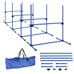PawHut Set di 4 Ostacoli Agility Dog per Addestramento Cani ad Altezza Regolabile con Borsa da Trasporto Inclusa, 99x65x94cm, Blu