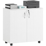 Vinsetto Armoire de bureau à 2 niveaux, meuble de rangement bureau avec 2 portes, serrures et clés, 80x40x80cm, blanc