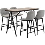 HOMCOM Ensemble table de bar avec tabourets table à manger debout avec 4 chaises rembourrées pieds en acier 120x60x91cm gris