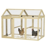 PawHut Enclos poulailler en bois cage à poules parc grillagé 140 x 88,5 x 106 cm naturel