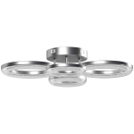 HOMCOM LED Ceiling Light, Modern Dimmable 4 Rings Ceiling Lamp with Wall Switch, 40W 4350lm Flush Mount Ceiling Light with 3500K/4500K/6000K Colour Temperatures for Living Room, Bedroom, Silver Tone