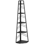 HOMCOM Corner Bookcase, 5-Tier Floor Standing Bookshelf, Shelving Unit for Living Room, Study, Bedroom, Black