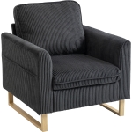 HOMCOM Accent Chair with Pocket Spring, Modern Industrial Armchair with Metal Legs for Livingroom Dark Grey