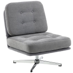 HOMCOM Obrotowy Fotel Akcentowy, Tapicerowany Fotel Czytelniczy z Chenille, Szerokim Siedziskiem, Sprężynowym Wypełnieniem i Metalowymi Nogami, Jasnoszary