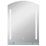 kleankin Espelho Casa de Banho com Luzes LED 70x50 cm Interruptor Tátil Iluminação Ajustável Função de Memória e Prateleira de Vidro Prata