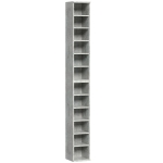 HOMCOM Set of 2 CD Media Display Shelf Unit Tower Rack with Adjustable Shelves, Cement Grey