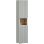 HOMCOM Armario de Baño Alto Estrecha con Estante Abierto y Estantes Ajustables 2 Puertas Acanaladas 30x24x140 cm Verde