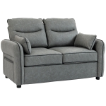 HOMCOM 2 Seater Sofa, Faux Leather Loveseat - Grey