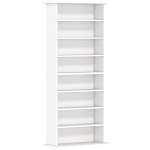HOMCOM Estante Estreita para CDs e DVDs com 8 Compartimentos Prateleiras Ajustáveis 58x24x126,3 cm Branco