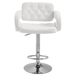 HOMCOM Tabouret de bar pivotant chaise de bar réglable en hauteur avec dossier repose-pieds et accoudoirs 61x50x93-113cm blanc