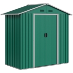 Outsunny 6.5ft x 3.5ft Metal Garden Storage Shed for Outdoor Tool Storage with Double Sliding Doors and 4 Vents, Green