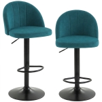 HOMCOM Set de 2 Taburetes de Bar, Taburetes Modernos Giratorios con Reposapiés, Azul