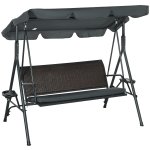 Outsunny Balancelle de jardin 3 places toit inclinaison réglable avec porte-gobelets et plateaux assise dossier ergonomique