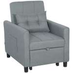 HOMCOM Sofá Cama Plegable Convertible con Respaldo Regulable y Cojín, 69x82x85 cm Gris