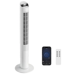 HOMCOM Tower Fan with WiFi App Control Standing Floor Cooling Fan Remote Control 101.8 cm White
