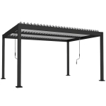Outsunny Bioklimatische Pergola 4 x 3 m aus Aluminium mit verstellbarem Lamellendach, Sonnenschutz, für Garten, Weiß