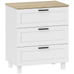 HOMCOM Cómoda Estreita com 3 Gavetas Cómoda de Quarto com Pés de Madeira Estilo Moderno 60x38x71 cm Branco