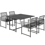 Outsunny Ensemble mobilier de jardin 5 pièces - table en verre avec 4 chaises respirantes, dossiers rabattables, tressage en corde