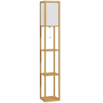 HOMCOM Candeeiro de Pé de Madeira com 3 Prateleiras para Lâmpada E27 Potência Máx. 40W 26x26x160 cm Madeira e Branco