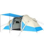 Outsunny Inflatable Tent 2 Bedroom 3000mm Waterproof Windproof Air Tent with Carry Bag for 4 Person