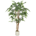 HOMCOM Ficus Artificial 150 cm com Tronco Natural Planta Artificial Realista para Interior com Vaso Decoração 65x65x150 cm Verde