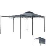 Outsunny Pavillon 3,2x3,2 m Stabil Winterfest Gartenpavillon mit ausziehbaren Dachüberstand, Doppeldach Dunkelgrau