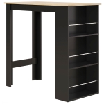 HOMCOM Mesa de Bar com 3 Prateleiras com Suporte Estilo Moderno para Cozinha Sala de Jantar 112x57x106 cm Preto e Madeira