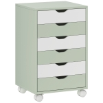 HOMCOM Bloco de Gavetas Móvel Arquivador com 6 Gavetas Suporte para Impressora com Rodas 40x35x63 cm Verde e Branco