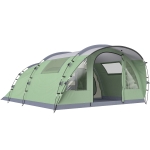 Outsunny Tunneltent 4 Personen Familietent met 2 Slaapcabines Voorruimte 4 Ramen Grondzeil Stahoogte 3000 mm waterkolom