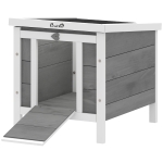 PawHut Clapier à lapin cage à lapin avec rampes/porte, toit ouvrant et étanche - en bois de sapin 51 x 42 x 43 cm gris et blanc