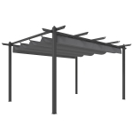 Outsunny Pérgola de Jardim 4x3 m com Telhado Retrátil Estrutura de Alumínio UPF30+ Orifícios de Drenagem Cinza