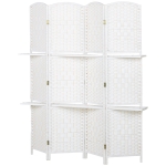 HOMCOM Paravent séparateur de pièce 4 panneaux 160 x170 cm avec 2 étagères, pliable, en bois