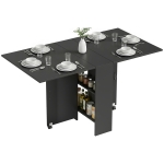 HOMCOM Table pliante de cuisine salle à manger amovible sur roulettes 75 x 140 x 74 cm coloris noir