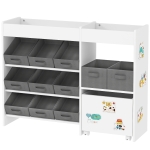 AIYAPLAY Étagère à jouets pour enfants étagère à livres 11 bacs de rangements en tissu non tissé 105 x 30 x 80 cm blanc