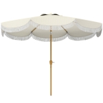 Outsunny Parasol de jardin 2,7 ​​m, parasol inclinable d'extérieur UPF 30+ avec manivelle, 8 baleines, bleu clair et blanc