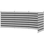 Outsunny Windscherm Camping Privacybescherming met 4 Stalen Stangen Draagtas Strandbescherming voor Camping Tuin Strand 540 x 150 cm Grijs+Wit