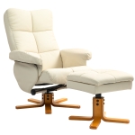 HOMCOM Fauteuil relax avec repose-pied, fauteuil de relaxation, pivotant à 360°, dossier inclinable, 80 x 86 x 99 cm, crème