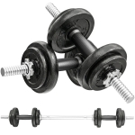 SPORTNOW Halterset 2-in-1 Korte Halters en Lange Halter Verstelbaar tot 20 KG met Antislip Grip voor Krachttraining Thuis Grijs