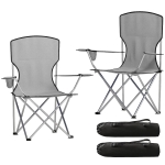 Outsunny Lot de 2 chaises de camping à dossier haut en métal et tissu Oxford, Gris